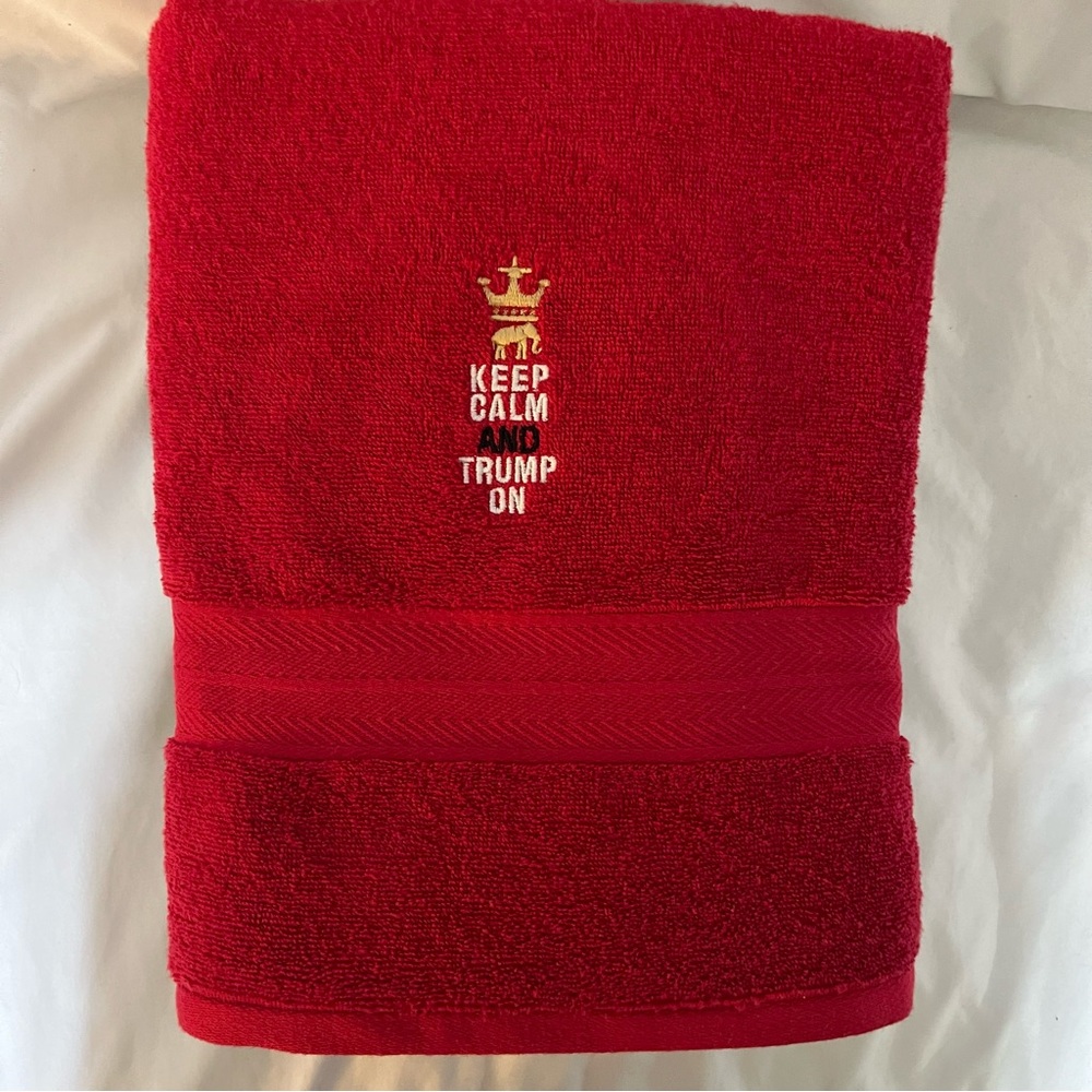 30”x 54” 100% cotton beach towel. So your MAGA off at the beach, pool, anywhere.